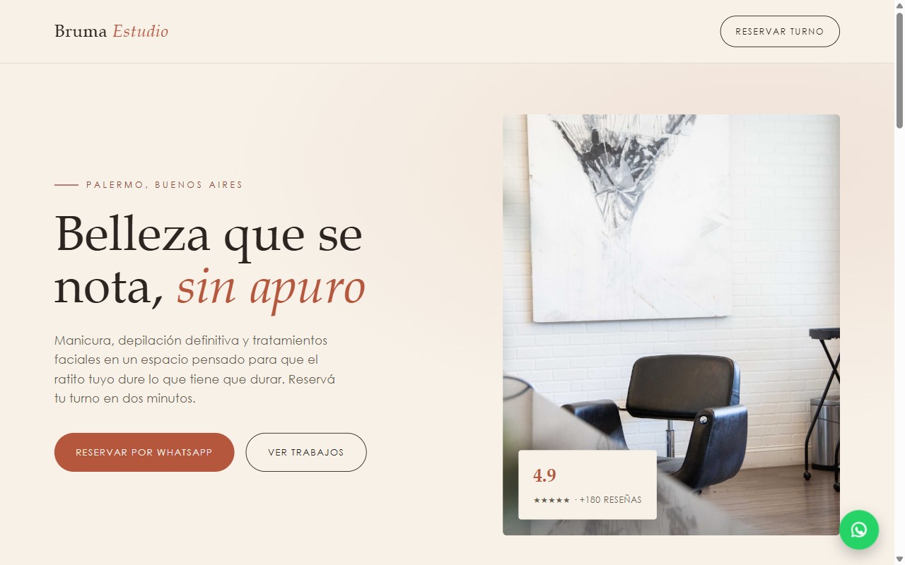Landing Bruma Estudio de Belleza